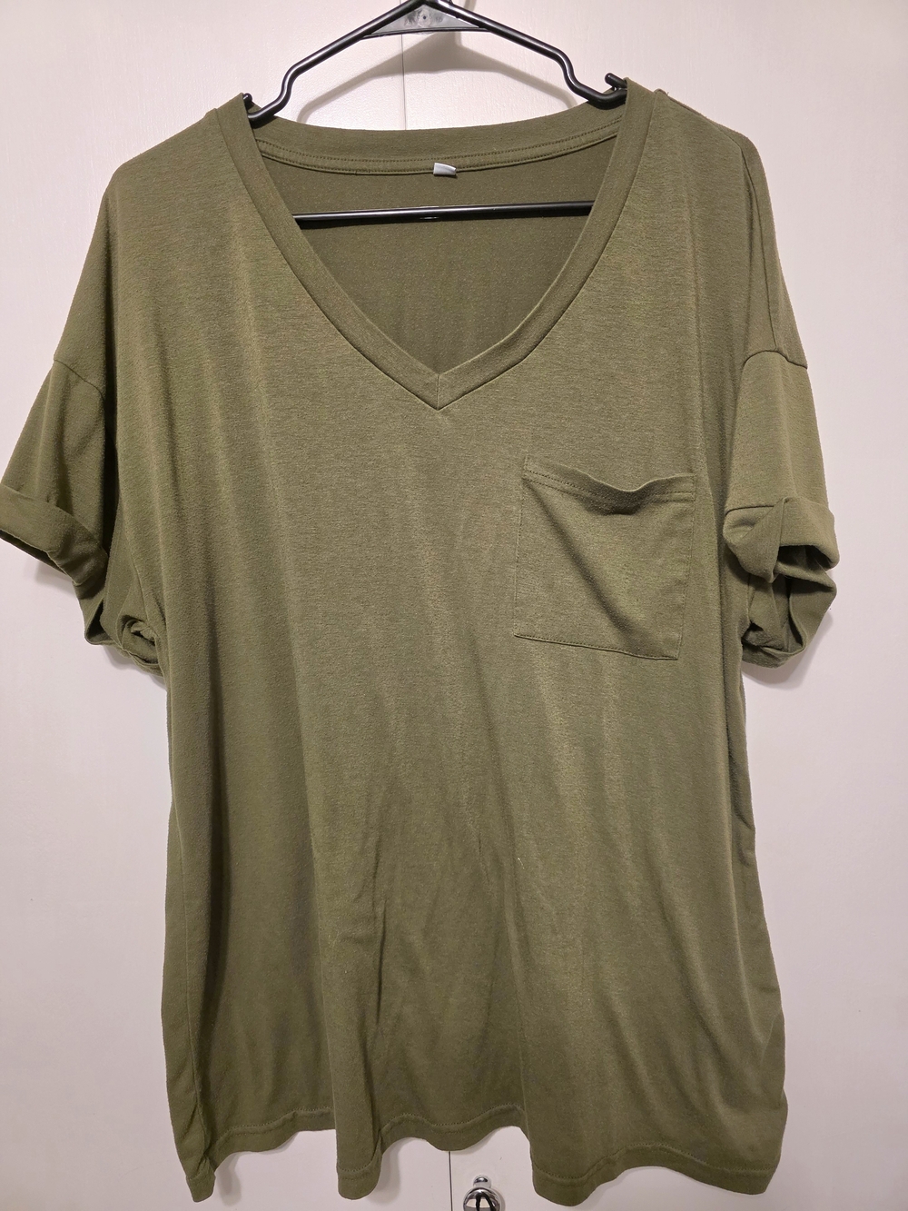 Amazon Olive V-Neck Pocket Short Sleeve Tee